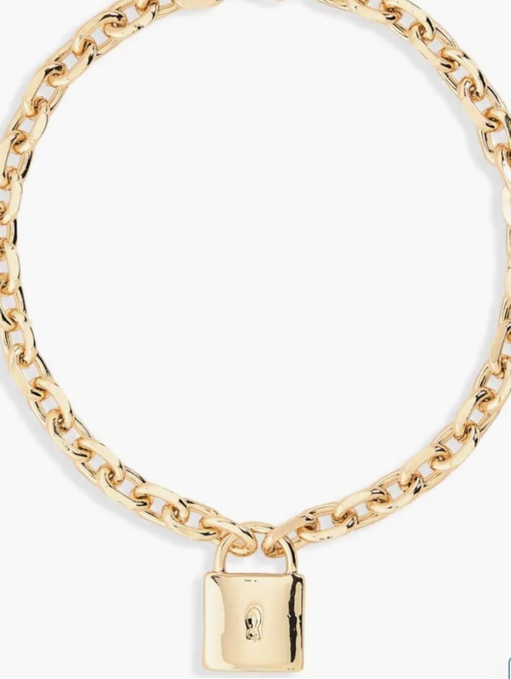 Chunky Chain Lock Pendant Necklace/ Bnwt/ Goldtone Or SILVERTONE - Picture 5 of 6